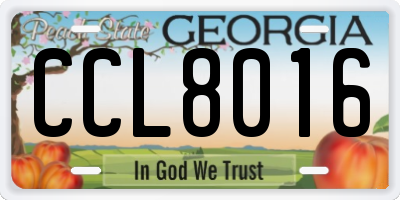 GA license plate CCL8016