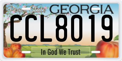 GA license plate CCL8019