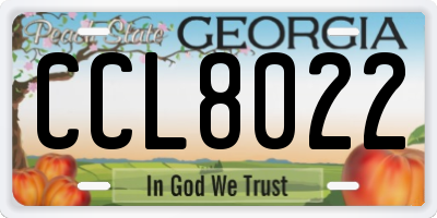 GA license plate CCL8022