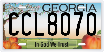 GA license plate CCL8070
