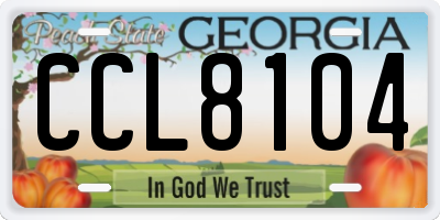 GA license plate CCL8104