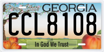 GA license plate CCL8108