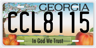 GA license plate CCL8115