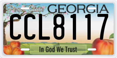 GA license plate CCL8117