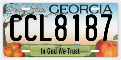GA license plate CCL8187