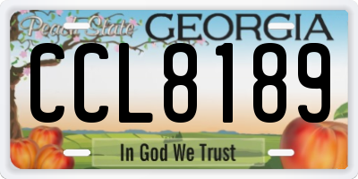 GA license plate CCL8189