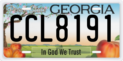 GA license plate CCL8191