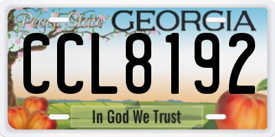 GA license plate CCL8192