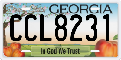 GA license plate CCL8231