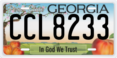 GA license plate CCL8233
