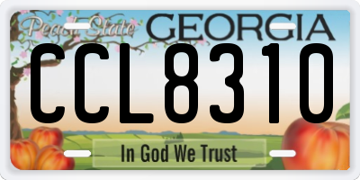 GA license plate CCL8310