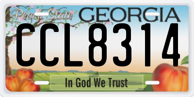 GA license plate CCL8314