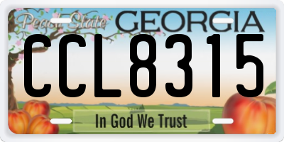 GA license plate CCL8315