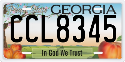 GA license plate CCL8345