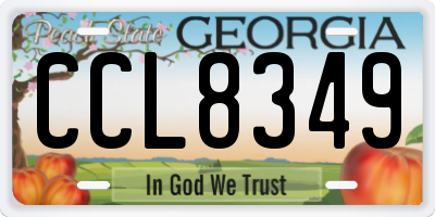 GA license plate CCL8349