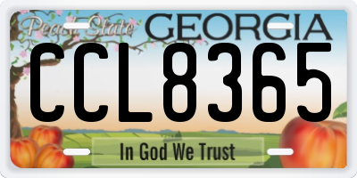GA license plate CCL8365