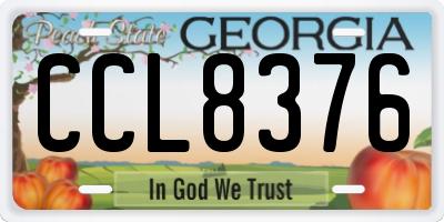GA license plate CCL8376