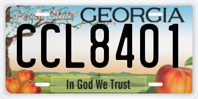 GA license plate CCL8401