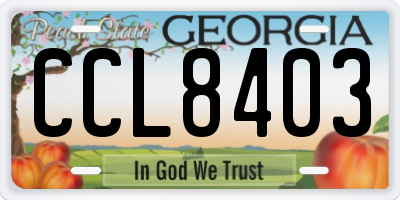 GA license plate CCL8403