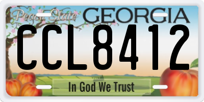 GA license plate CCL8412