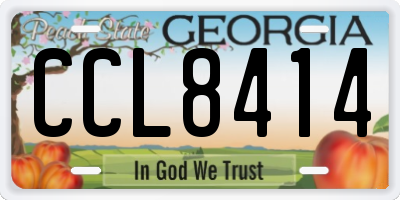 GA license plate CCL8414