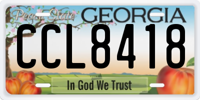 GA license plate CCL8418