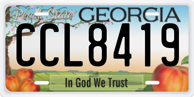 GA license plate CCL8419