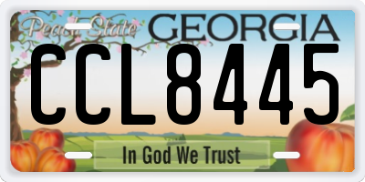 GA license plate CCL8445