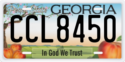 GA license plate CCL8450