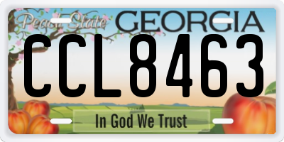GA license plate CCL8463