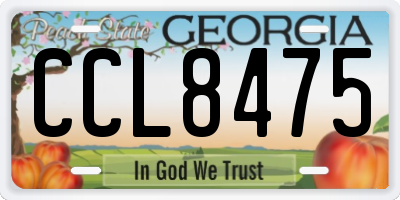GA license plate CCL8475