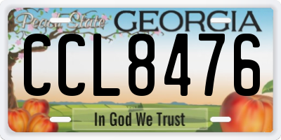 GA license plate CCL8476