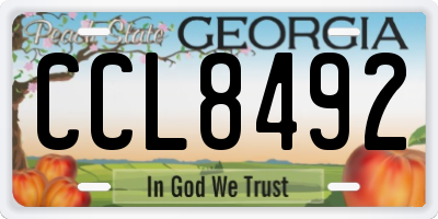 GA license plate CCL8492