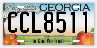 GA license plate CCL8511