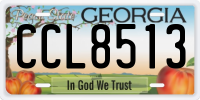 GA license plate CCL8513