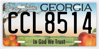 GA license plate CCL8514
