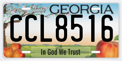 GA license plate CCL8516