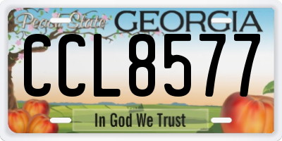 GA license plate CCL8577