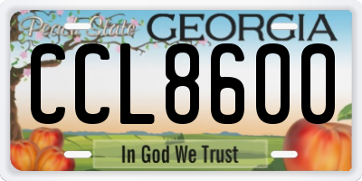 GA license plate CCL8600