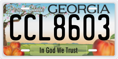 GA license plate CCL8603