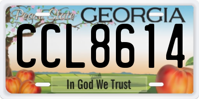 GA license plate CCL8614