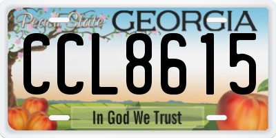 GA license plate CCL8615