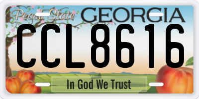 GA license plate CCL8616