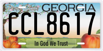 GA license plate CCL8617