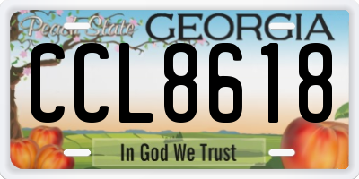 GA license plate CCL8618
