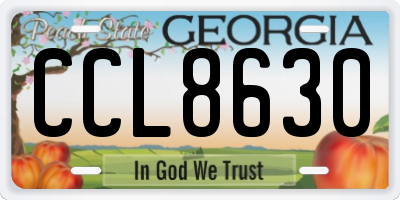GA license plate CCL8630