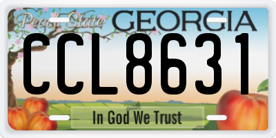GA license plate CCL8631
