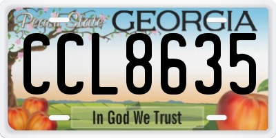 GA license plate CCL8635