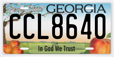 GA license plate CCL8640