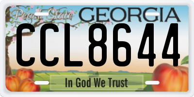 GA license plate CCL8644
